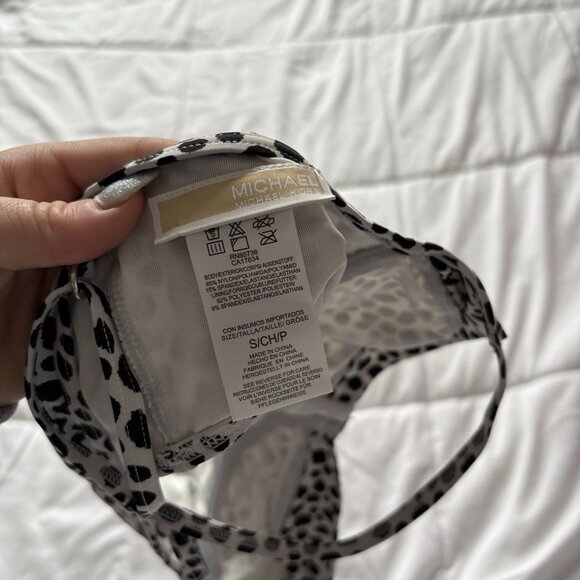 Michael Kors Womens Size Small White Black Polka Dot Swimsuit Bikini Top Wired - Picture 6 of 7